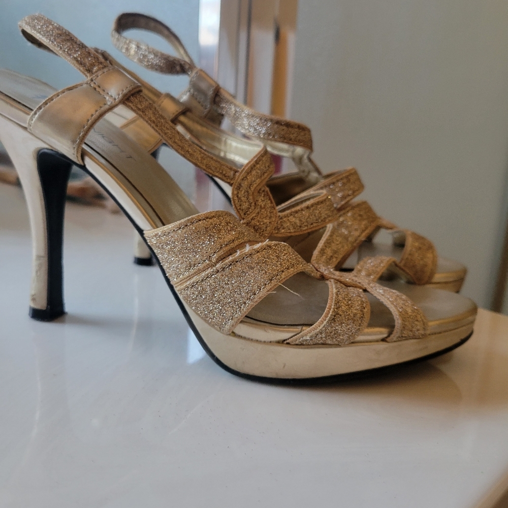 Gold platform heels